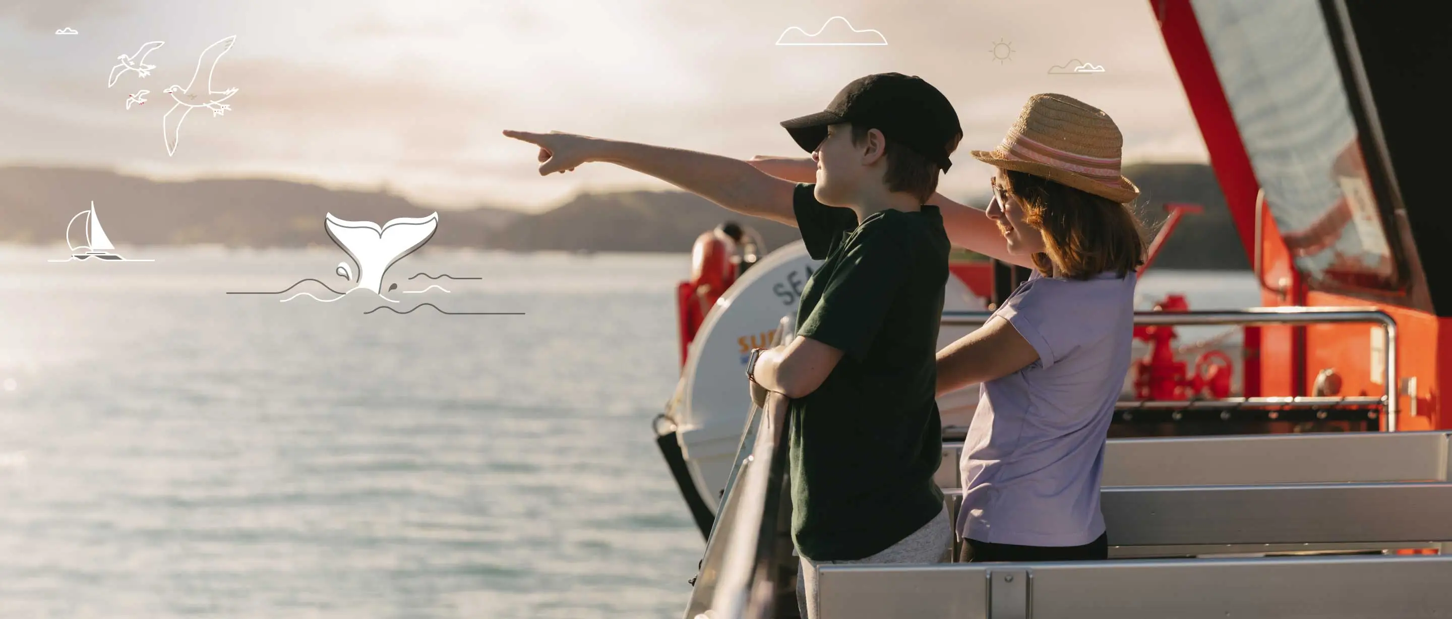 Hero image of two kids on sealink boat