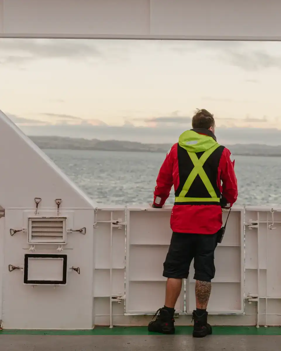 SeaLink Worker stares out to Hauraki Gulf